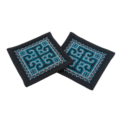 Stitched Coasters - Blue