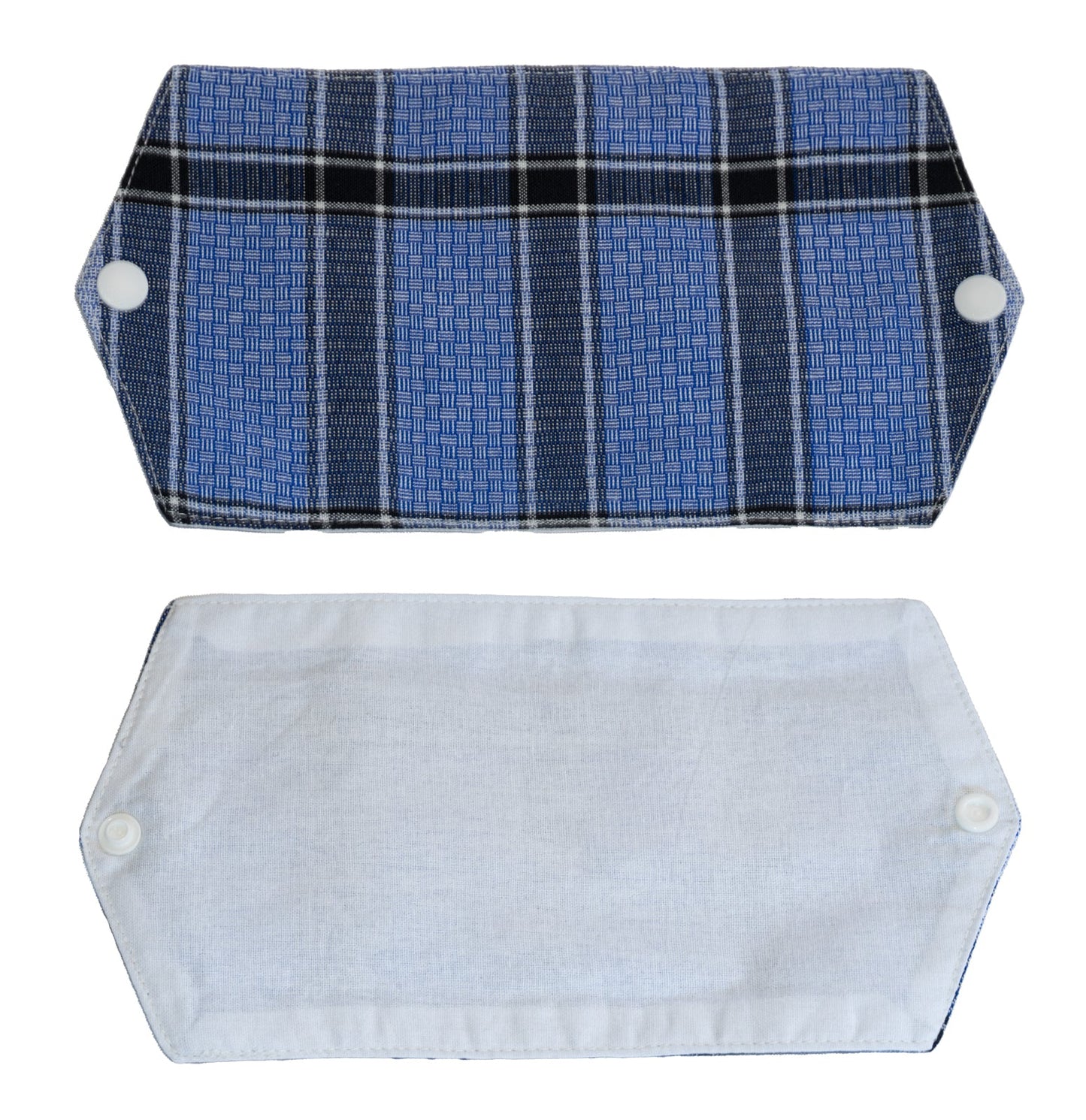 Mask Holder - Handwoven Blue and White Plaid