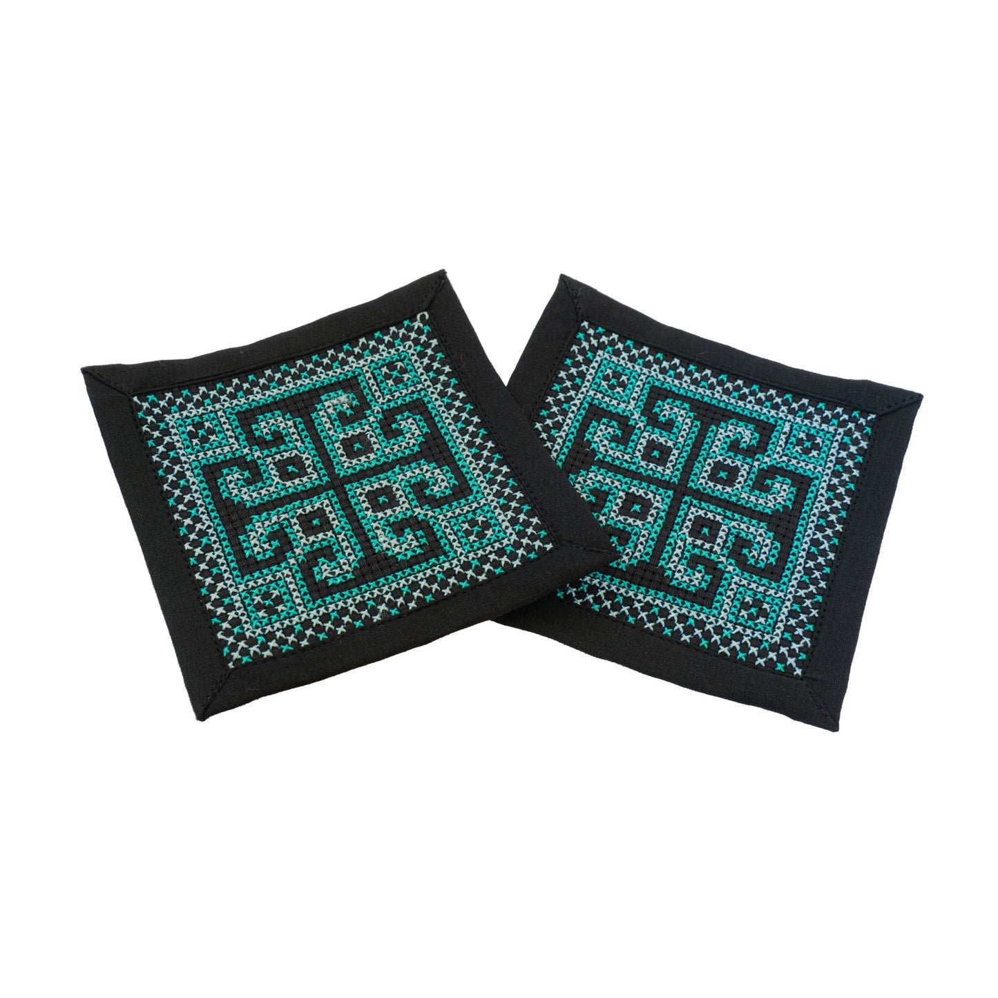 Stitched Coasters - Light Teal